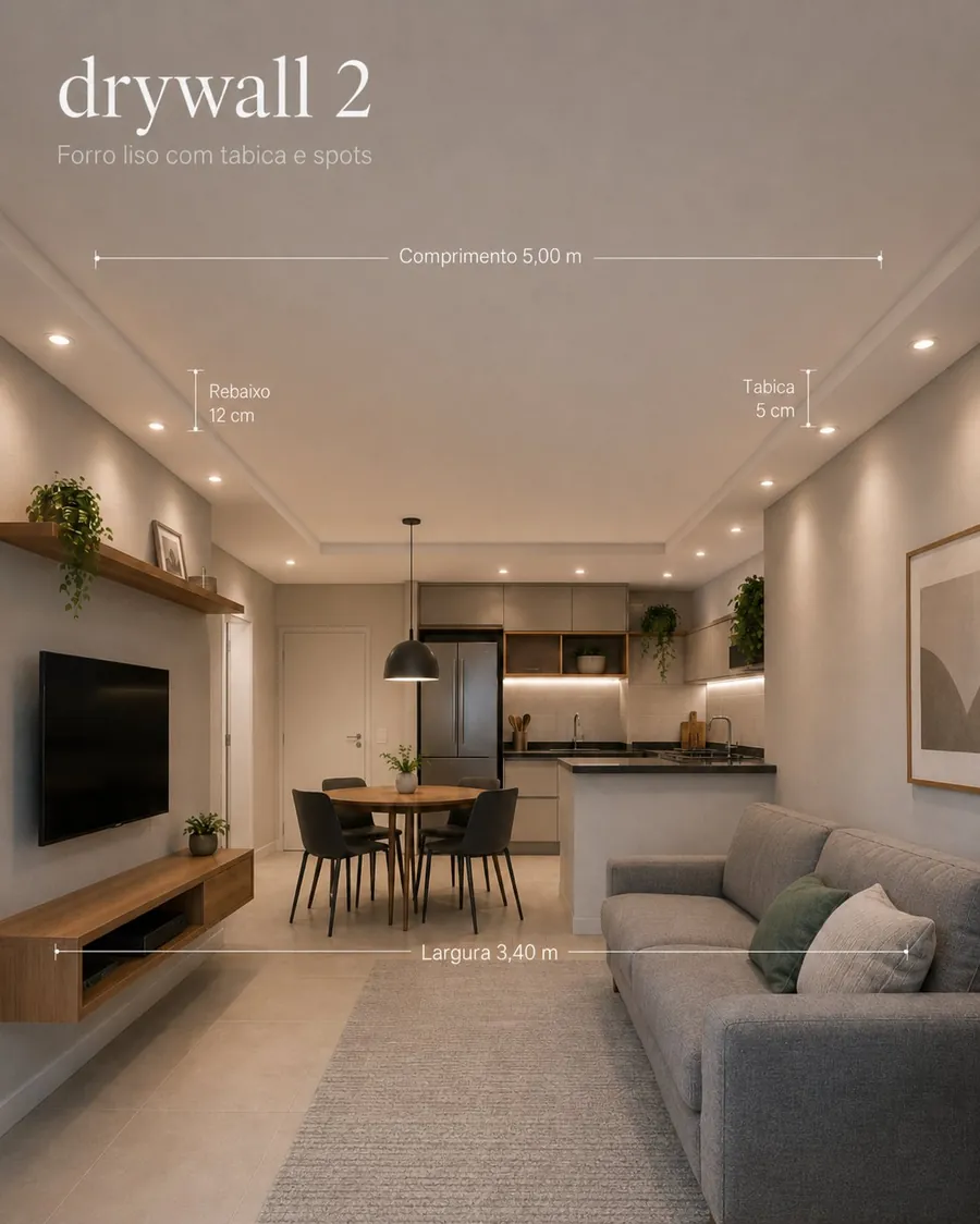 Drywall 2 — Forro liso com tabica e spots