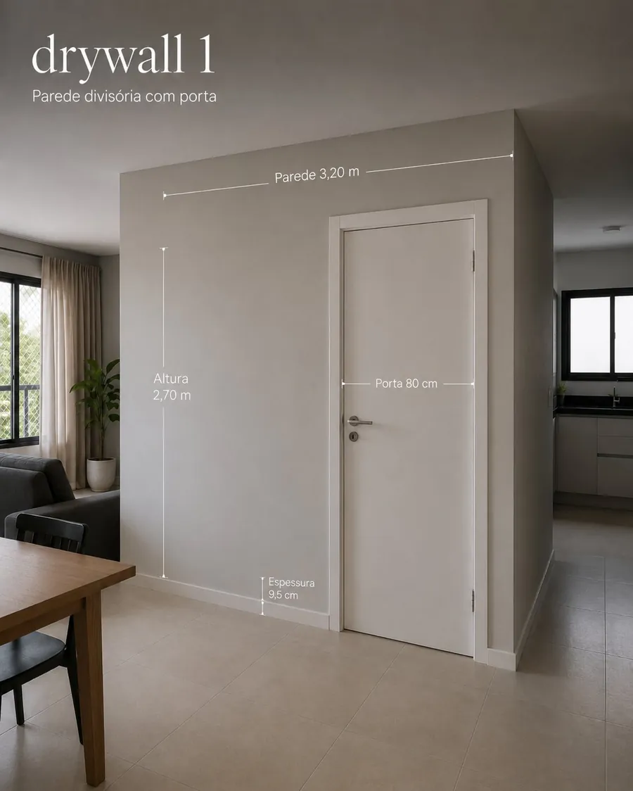 Drywall 1 — Parede divisória com porta