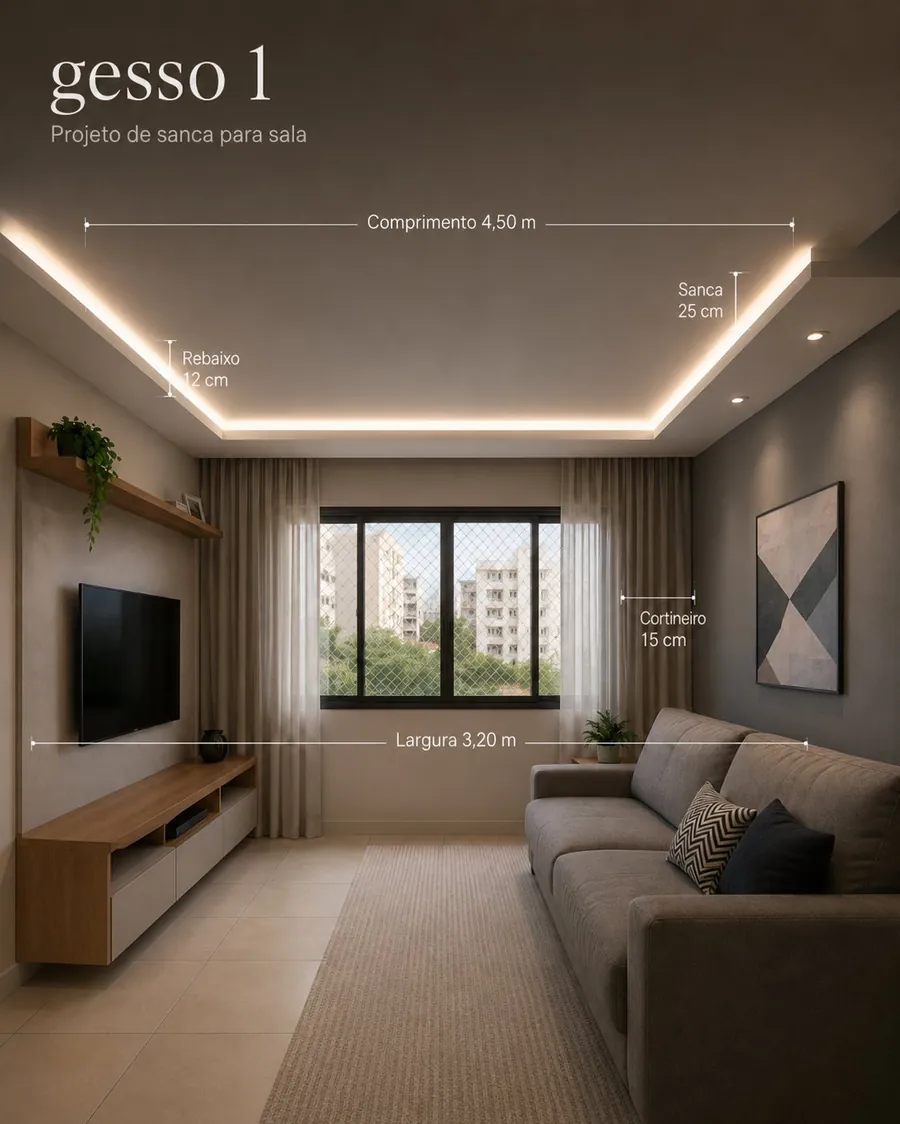 Gesso 1 — Projeto de sanca para sala
